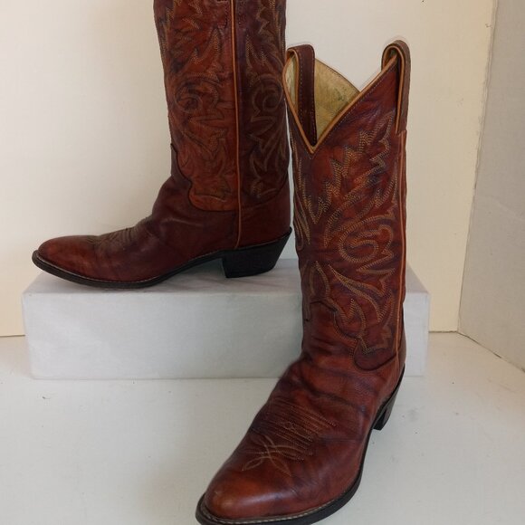 JUSTIN Ladies Sz 7.5B L4562 Chestnut Marbled Leather Deerlite Western Dress Boot - Picture 2 of 15